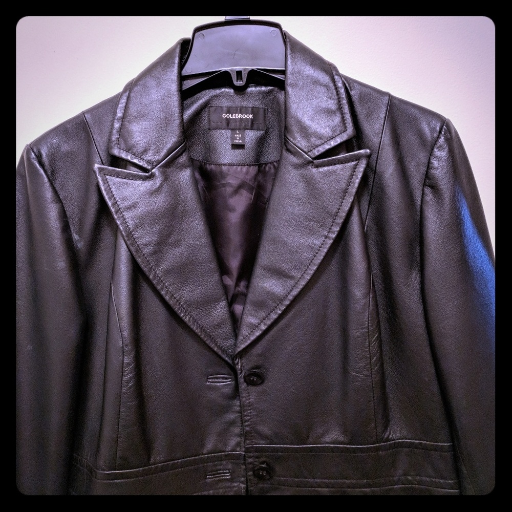Like new 100% Leather Black Coat